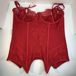 Coquette Red Lace Corset Bustier Top Lingerie Aesthetic Women's Size XL